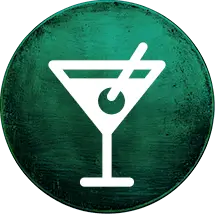Cocktail-glass icon for Bayville Scream Park secret bars, Long Island haunted house nightlife.