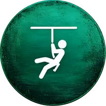 White tree-top adventure symbol on green nautical background for Bayville Scream Park attraction icon